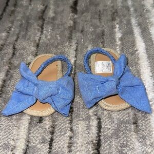 Baby Denim Bow Sandals W/ Elastic Heel Strap